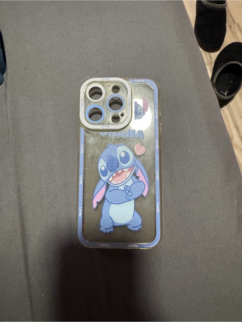 Cute Blue Stitch Phone Case for iPhone 15 Pro - Clear Blue Accent